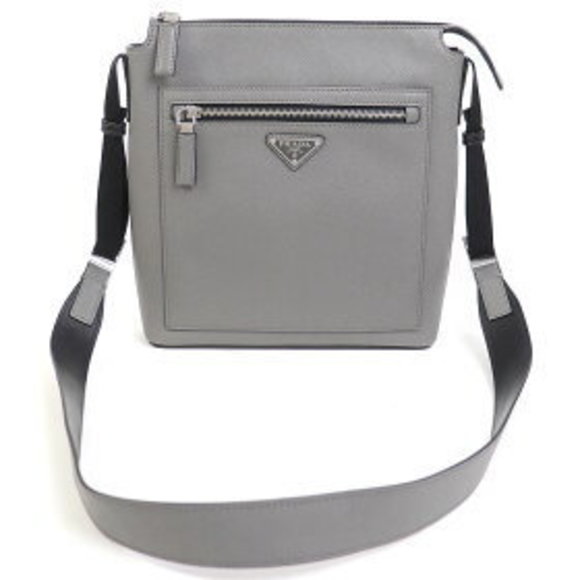 Prada Bag Crossbody Triangle Shoulder Messenger Gray Saffiano Leather - Picture 9 of 9
